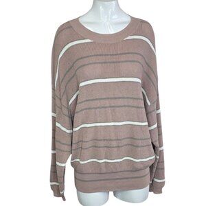 Aritzia Wilfred Stretch Nylon Knit Sweater, Pullover, Stripes, Preppy Size Large